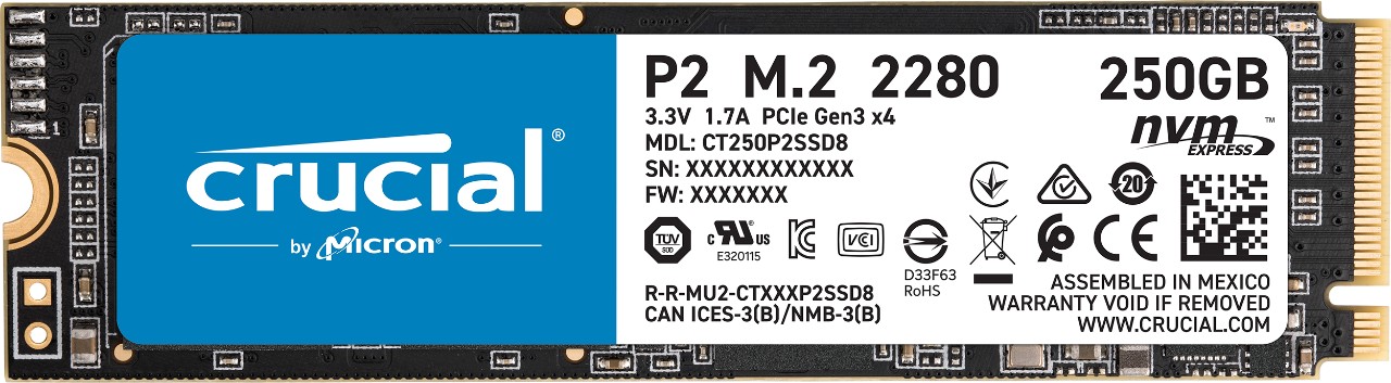 Crucial SSD 250GB P2 M.2 3D NAND NVMe PCIe